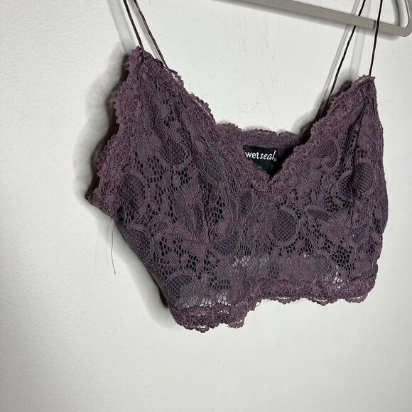 Wet Seal Bralette Crop Top Womens‎ Medium Purple Lace Romantic Boho Festival - Picture 7 of 12
